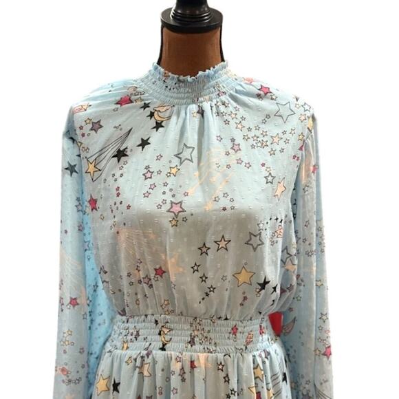 Torrid Mini Clipdot Blouson Sleeve Mock Neck Skater Dress in Space Motif – 3X - Picture 3 of 15